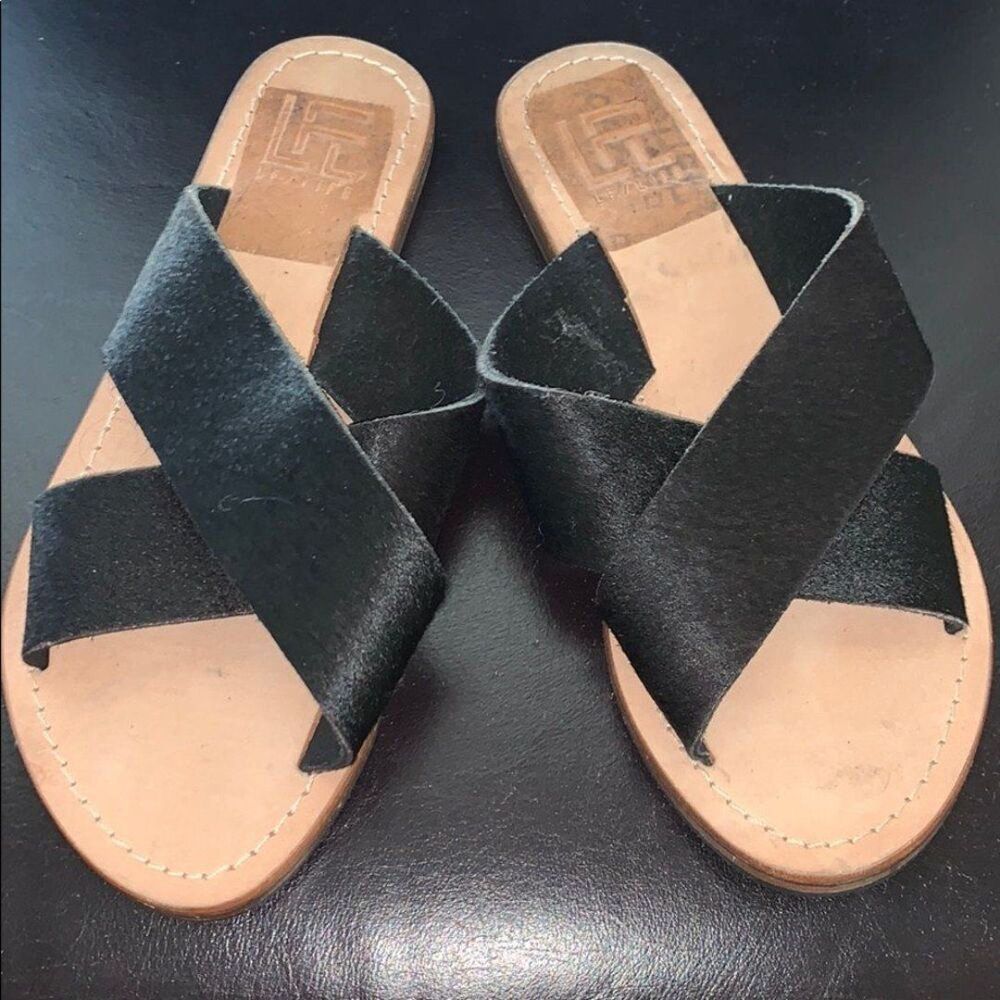 Lust for Life L-Mira Calf Hair Leather Slides Size 7